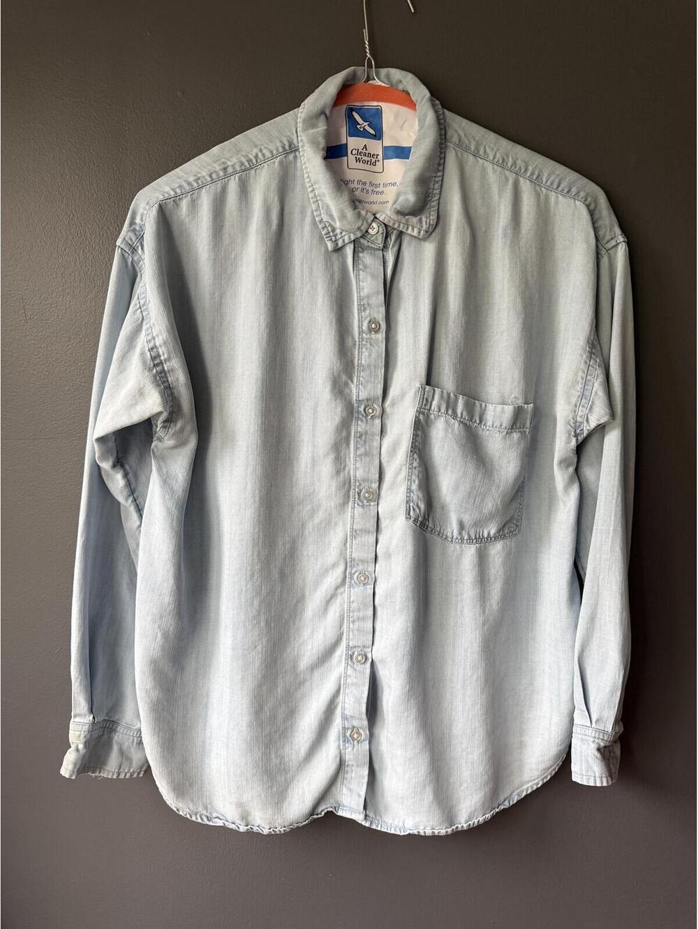 Loft Medium Light Wash Denim Button-Up Shirt